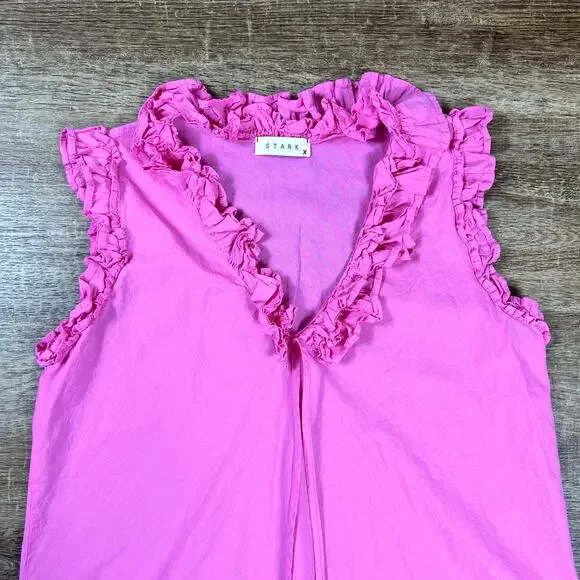 Stark X Women's Duke Top Pink Ruffle Top - Picture 3 of 6